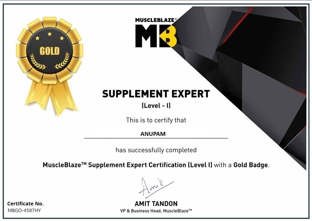 MuscleBlaze certificate